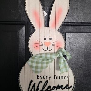 Easter Bunny Door Hanger – “Every Bunny Welcome” Door-Wall Sign.